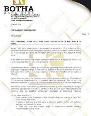 NOTICE OF FILING MISCAST AS FINAL RULING IN BOTHA–FREDA DISPUTE